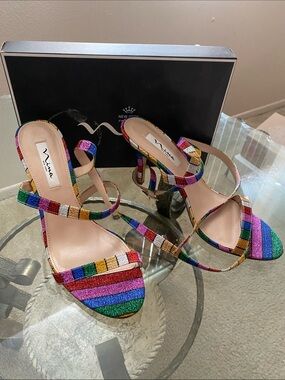 Nina Rainbow Glitter Strappy Heels